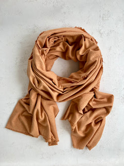 Washable Silk Blanket Scarf in Apricot