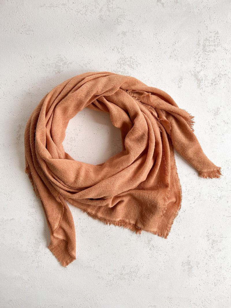 Washable Silk Blanket Scarf in Apricot