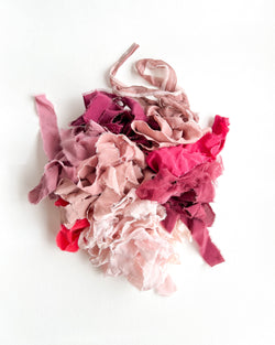 Silk Ribbon Remnants in Pink