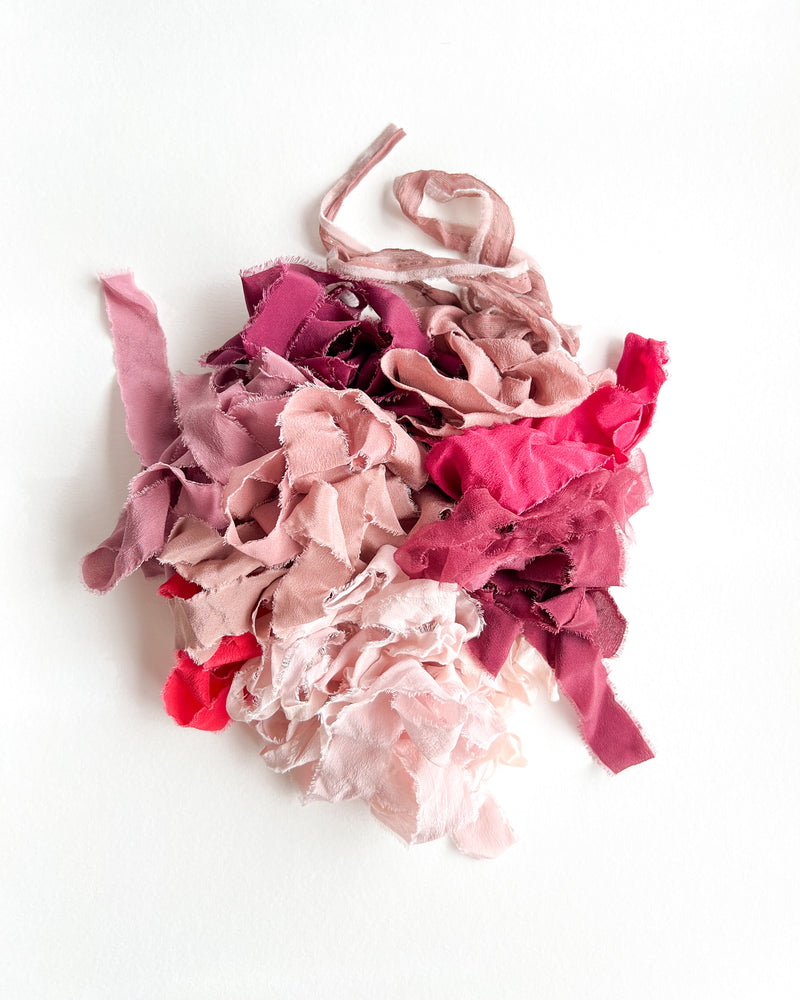 Silk Ribbon Remnants in Pink