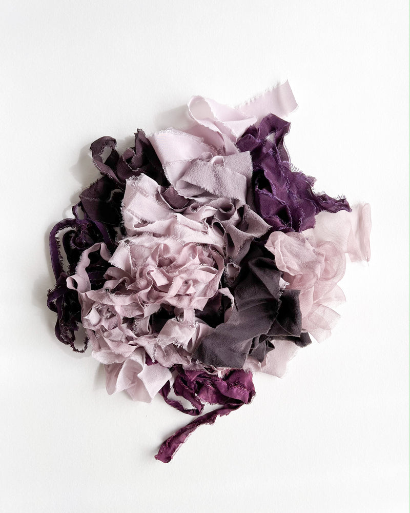 Silk Ribbon Remnants in Purple