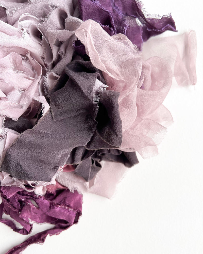 Silk Ribbon Remnants in Purple