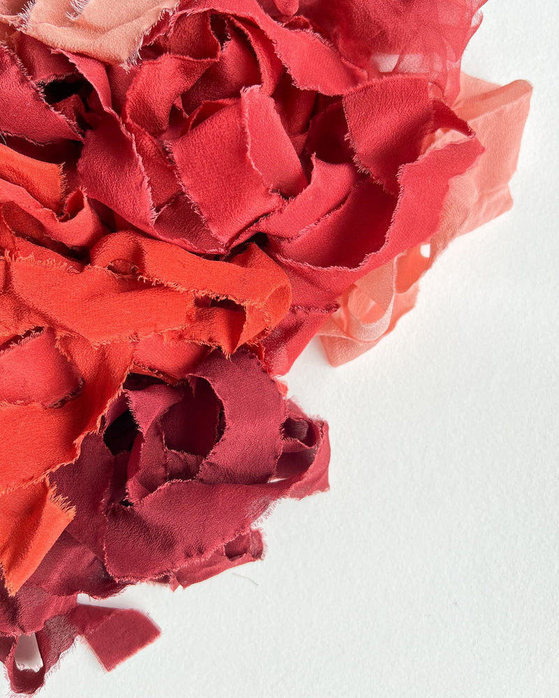 Silk Ribbon Remnants in Red