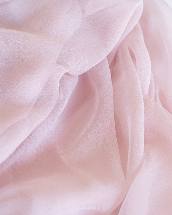 Tono + co Gossamer Silk Textile in Blush. Perfect for styling, tabletop design, detail work, or as a table runner. Find your inspiration through color and silk. Lovingly hand-dyed in Santa Ana, California and available in 24 signature colors. Check out our website for more styling, flat-lay, and color tips.