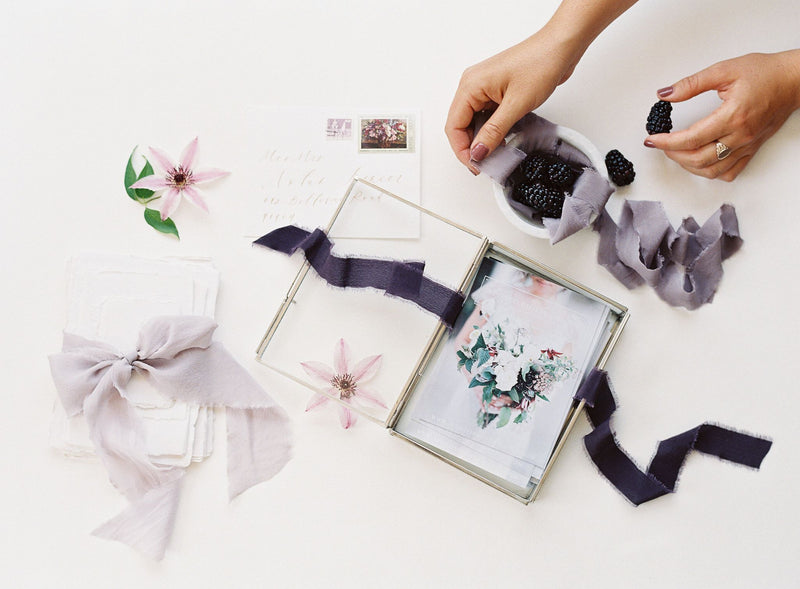 Tono + co Classic Silk Ribbon in the Lavender Collection. Lovingly hand-dyed in Santa Ana, California and available in 24 signature colors. Check out our website to view the full collection and for color, wedding, and styling inspiration.