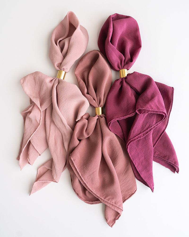 'The Classic' Washable Silk Scarf in Peony