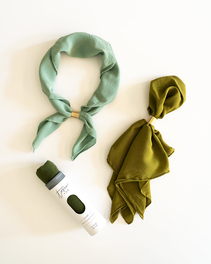 'The Scout' Washable Silk Scarf in Olive