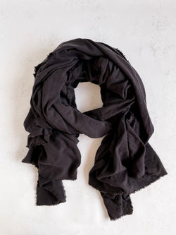 Washable Silk Blanket Scarf in Charcoal