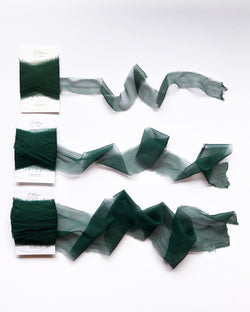 Dark Green Silk Gossamer Ribbon 054