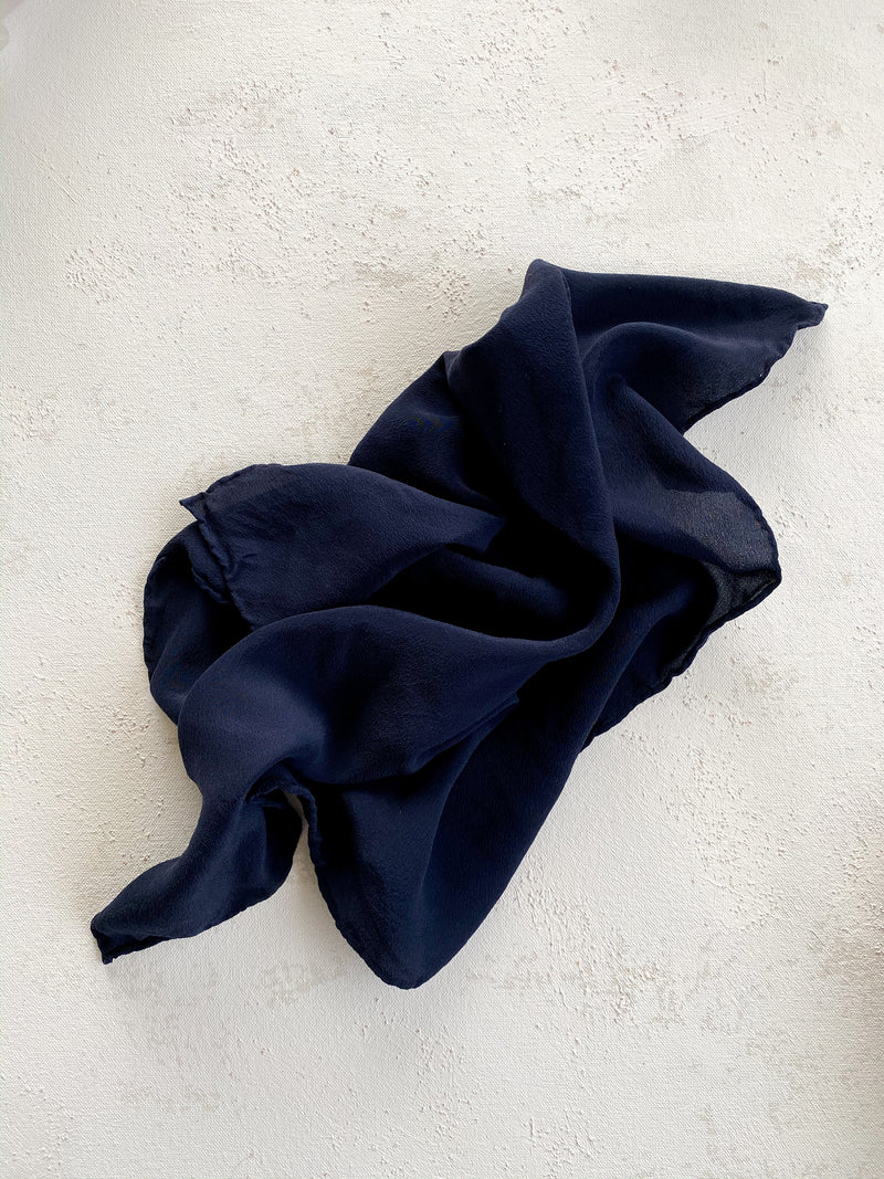 Dark Blue Silk Scarf 'The Hankie' 090