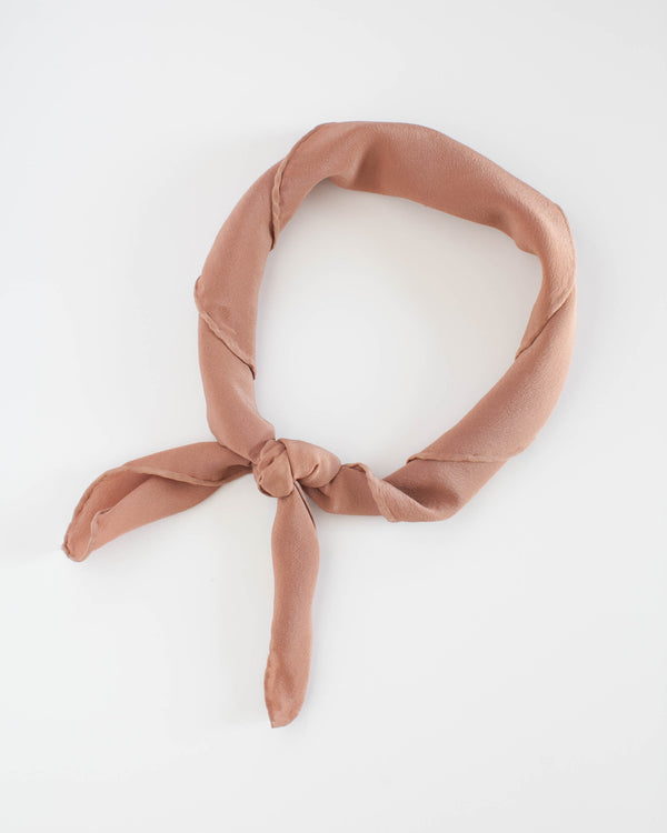 Tono + co Scout Silk Scarf in Rose Gold. Lovingly hand-dyed in Santa Ana, California and available in 24 signature colors. Check out our website for more style and color inspiration.