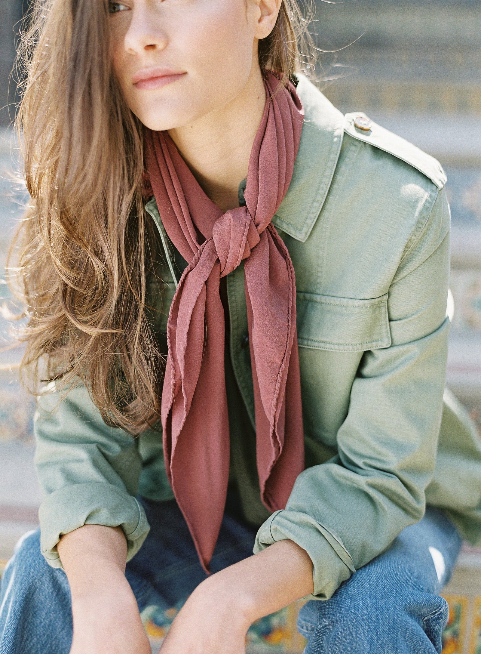 Hand dyed satin scarf, Copper patina silk shops scarf, green and brown silk scarf, hand dyed shawl, Green and brown silk, copper toned silk