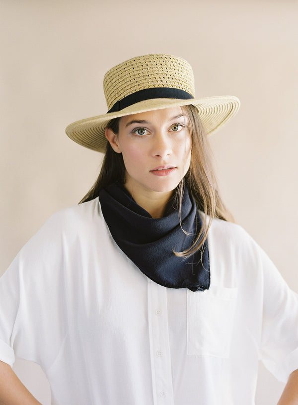 'The Classic' Washable Silk Scarf in Charcoal