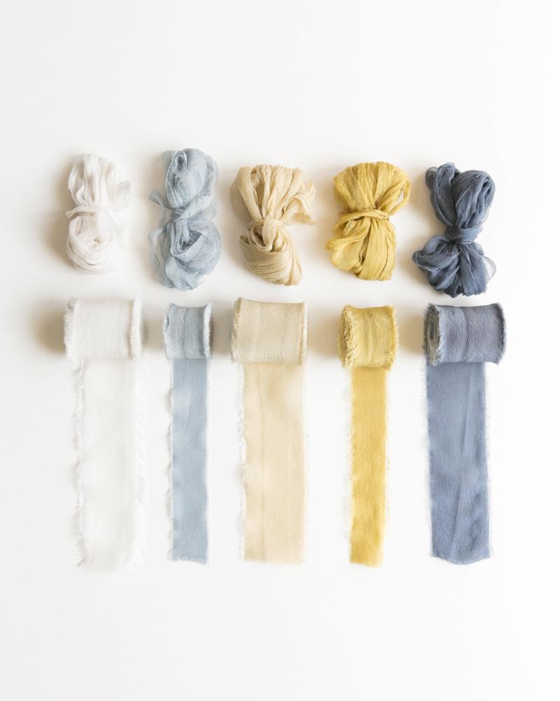 Tono + co Classic Silk Ribbon in 'Honey.' Lovingly hand-dyed in Santa Ana, California and available in 24 signature colors. Check out our website for more color, styling, and bridal inspiration. 