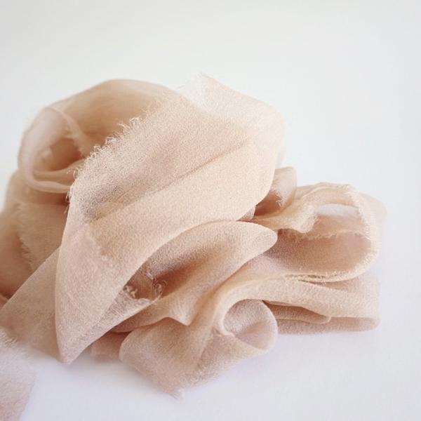 Peach | Crinkle Silk Ribbon | 100% Silk Chiffon
