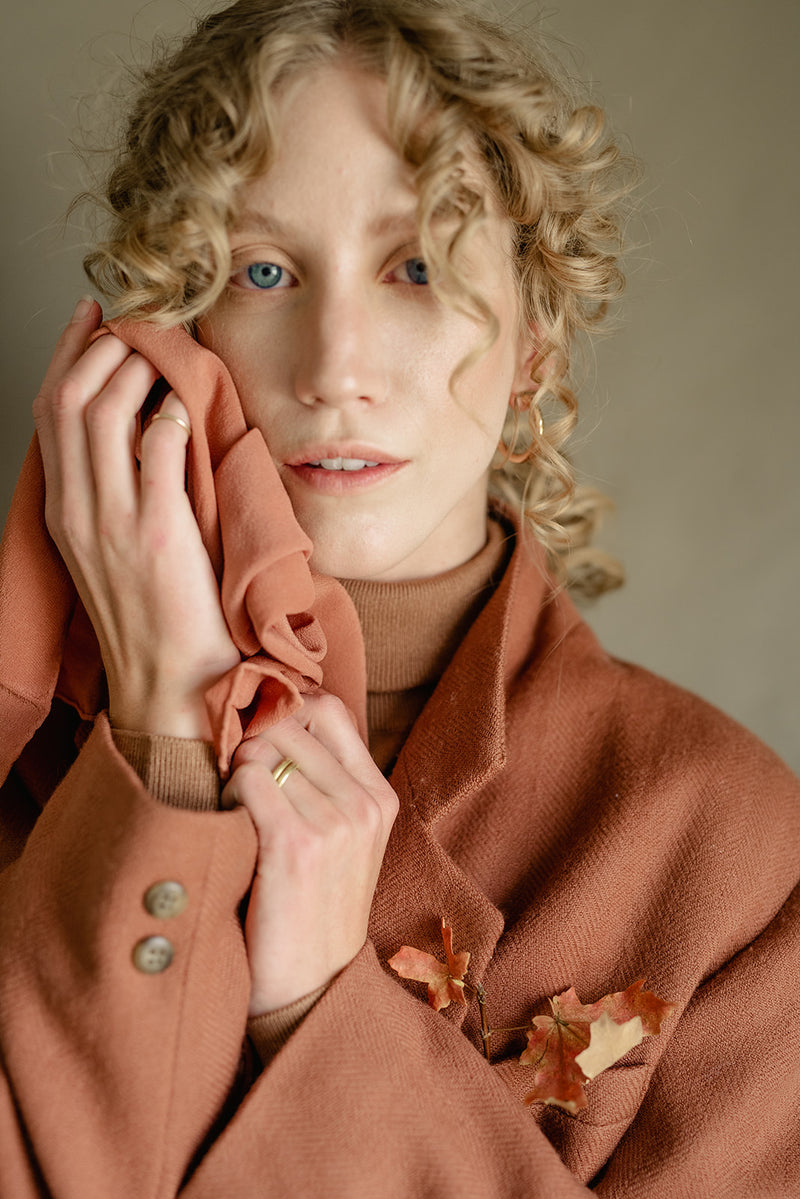 'The Scout' Washable Silk Scarf in Terra Cotta